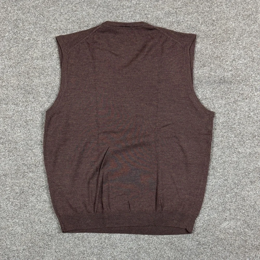 Jos. A. Bank Brown V-Neck Pullover Sweater Vest Men’s L 100% Merino Wool Preppy